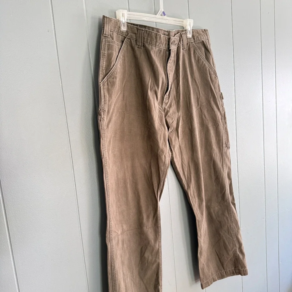 Carhartt B324 Dark Coffee Faded Canvas Double Knee Dungaree Carpenter Pant 40x30